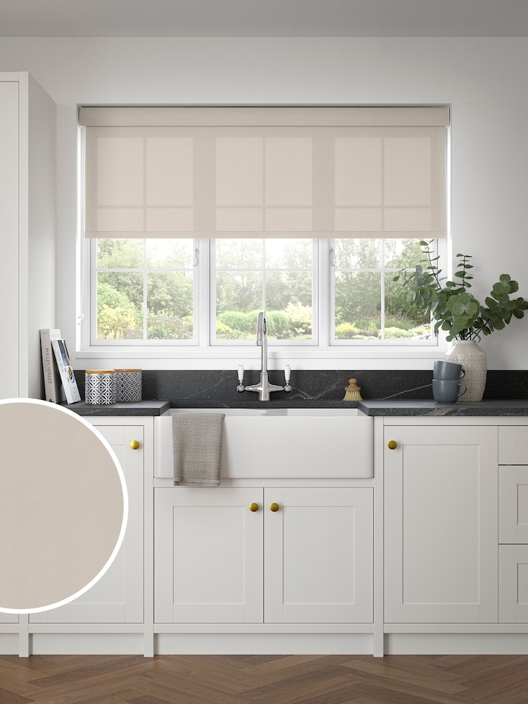 Oatmeal Natural Simply Plain Made to Measure Roller Blind - Image 1 of 6