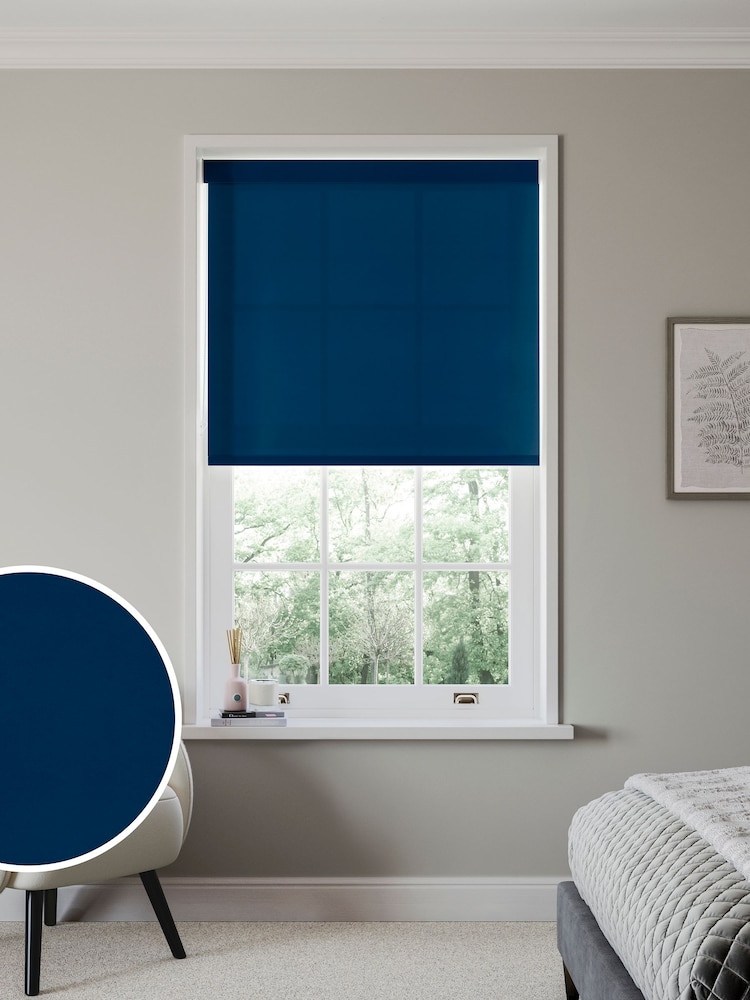 Ink Blue Simply Plain Made to Measure Roller Blind - Image 1 of 6