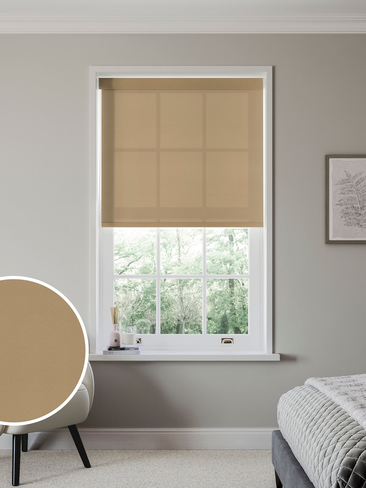 Biscuit Natural Simply Plain Made to Measure Roller Blind - Image 1 of 6