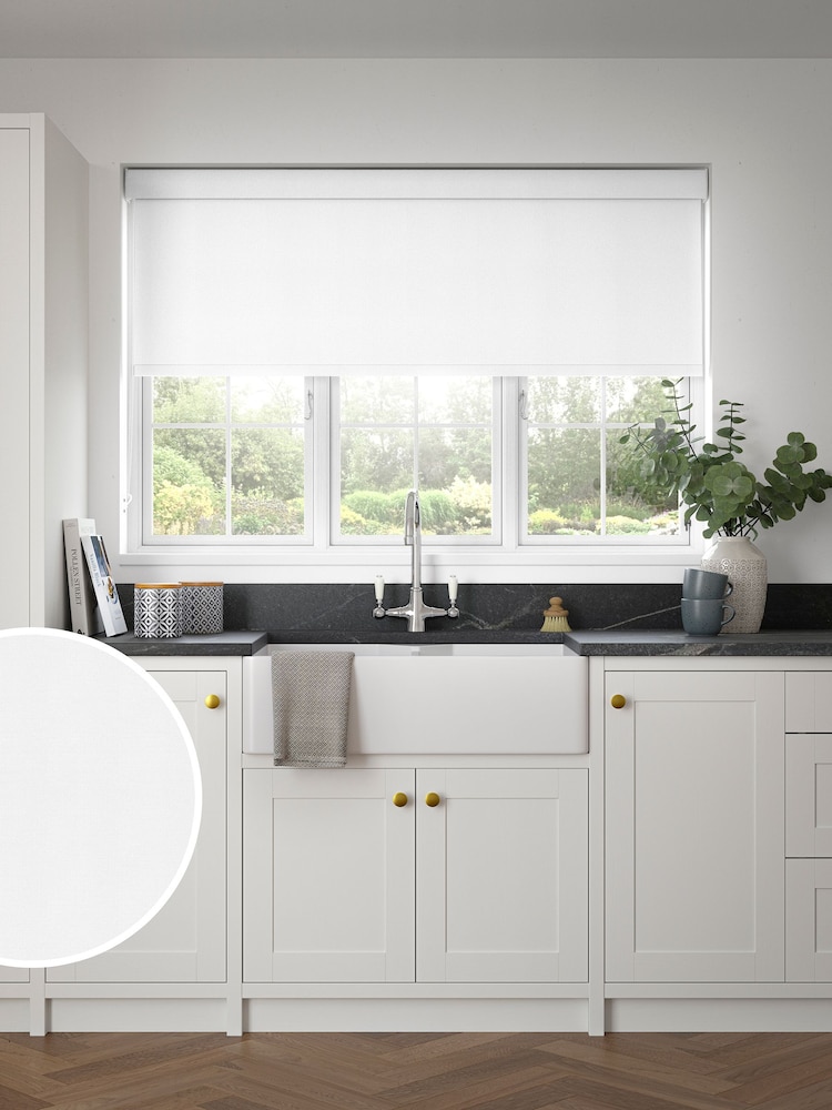 White Waterproof Zello Made to Measure Roller Blind - Image 1 of 6
