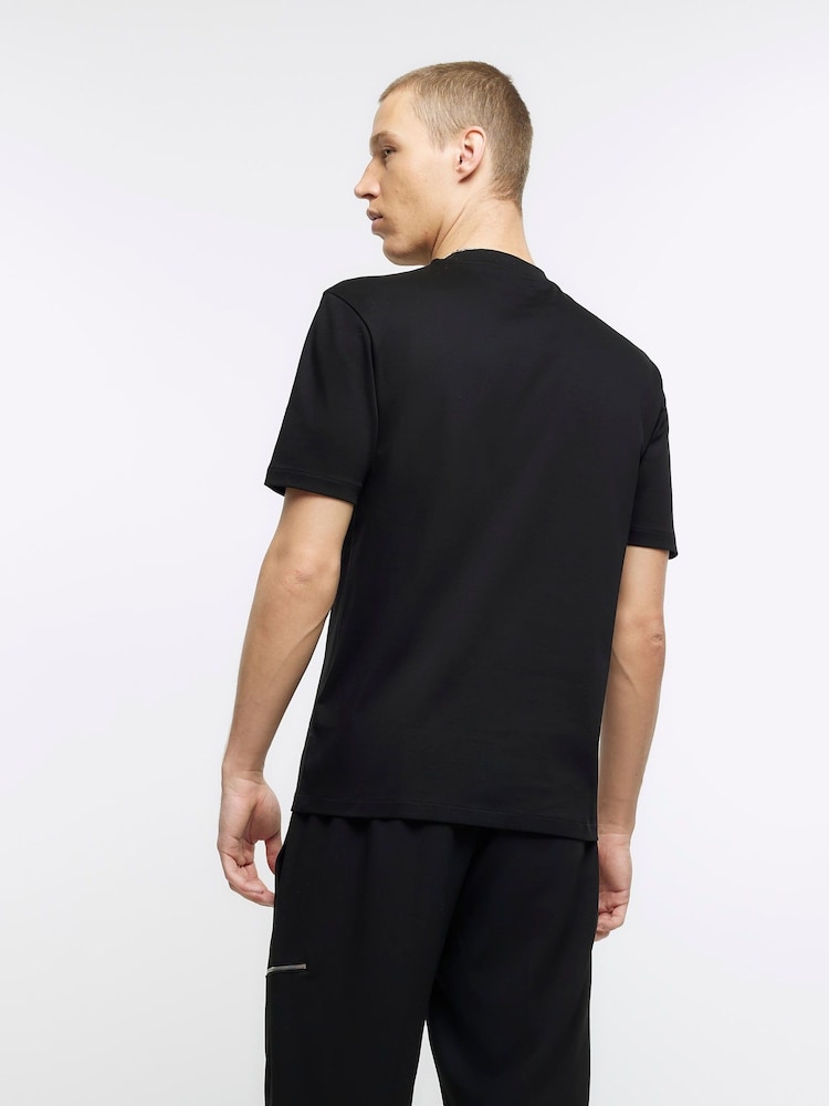 River Island Black Slim Fit Studio Heavyweight 100% Cotton T-Shirt - Image 2 of 6