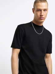 River Island Black Slim Fit Studio Heavyweight 100% Cotton T-Shirt - Image 4 of 6