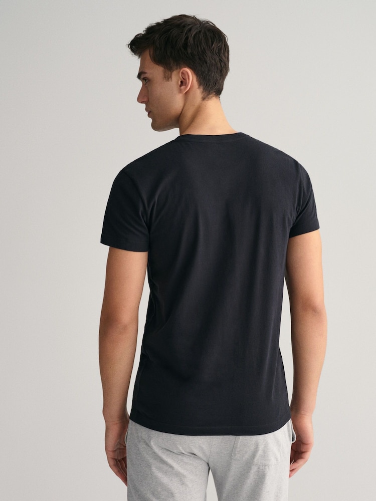 GANT Black/White Crew Neck 100% Cotton T-Shirt 2 Pack - Image 2 of 5