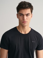GANT Black/White Crew Neck 100% Cotton T-Shirt 2 Pack - Image 4 of 5