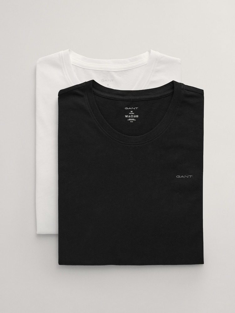 GANT Black/White Crew Neck 100% Cotton T-Shirt 2 Pack - Image 5 of 5