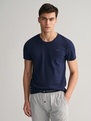 GANT Navy/White Crew Neck 100% Cotton T-Shirt 2 Pack - Image 1 of 1