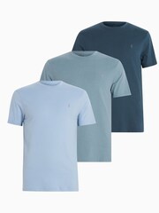 AllSaints Blue 100% Cotton Brace Crew T-Shirts 3 Pack - Image 1 of 7