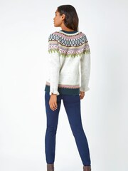 Roman Brown Fairisle Frill Detail Stretch Jumper - Image 2 of 5