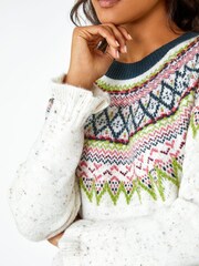 Roman Brown Fairisle Frill Detail Stretch Jumper - Image 5 of 5