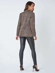 Roman Brown Animal Print Ponte Blazer Jacket - Image 2 of 5