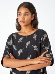 Roman Black Metallic Foil Floral Print Top - Image 4 of 5