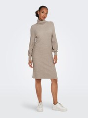 ONLY Cream Knitted Roll Neck Jumper Dress - Image 2 of 6
