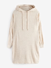 ONLY Cream Knitted Hooded Cosy Lounge Jumper Dress - Image 5 of 6