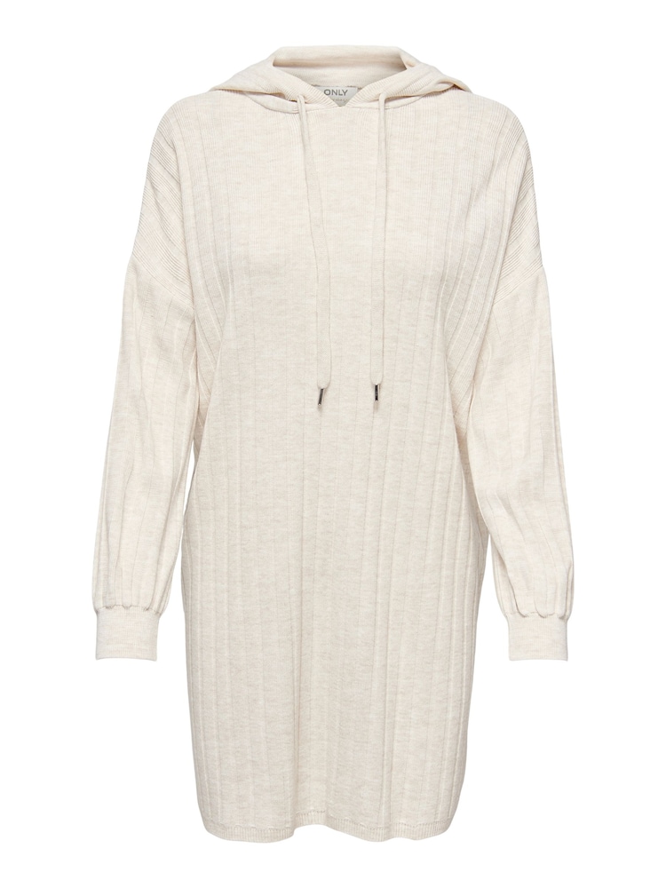 ONLY Cream Knitted Hooded Cosy Lounge Jumper Dress - Image 6 of 6