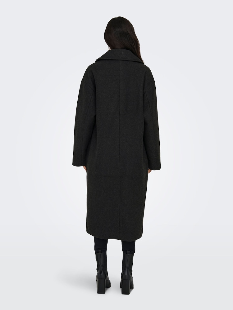 ONLY Dark Grey Double Breasted Button Up Smart Longline Coat - Image 2 of 7 ONLY Dark Grey Double Breasted Button Up Smart Longline Coat - Image 2 of 7