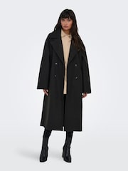 ONLY Dark Grey Double Breasted Button Up Smart Longline Coat - Image 5 of 7