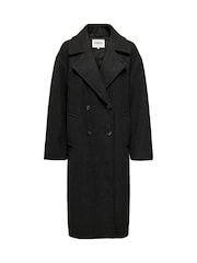 ONLY Dark Grey Double Breasted Button Up Smart Longline Coat - Image 6 of 7