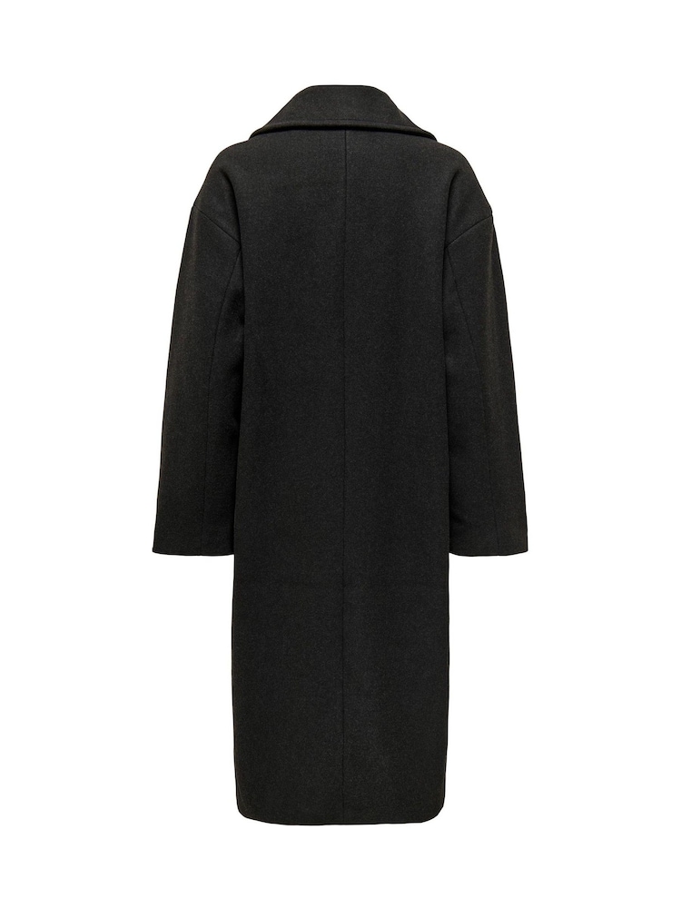ONLY Dark Grey Double Breasted Button Up Smart Longline Coat - Image 7 of 7 ONLY Dark Grey Double Breasted Button Up Smart Longline Coat - Image 7 of 7