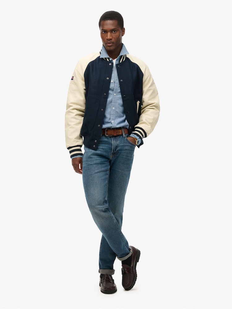 Blau - Superdry Varsity Bomberjacke im College-Stil - Bild 2 von 5