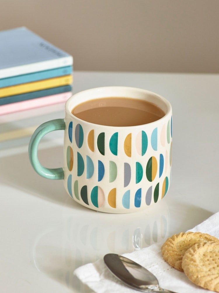 Teal Blue Bright Patterned Mug - Image 1 of 3 Teal Blue Bright Patterned Mug - Image 1 of 3