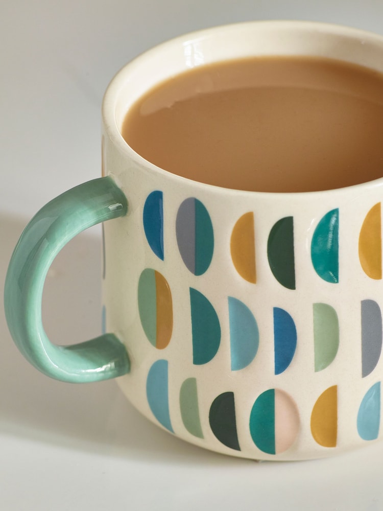 Teal Blue Bright Patterned Mug - Image 2 of 3 Teal Blue Bright Patterned Mug - Image 2 of 3