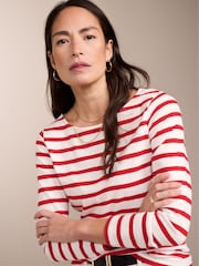 Baukjen Red Stripe Ashley 100% Cotton Stripe White Top - Image 2 of 4