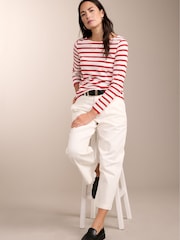 Baukjen Red Stripe Ashley 100% Cotton Stripe White Top - Image 3 of 4