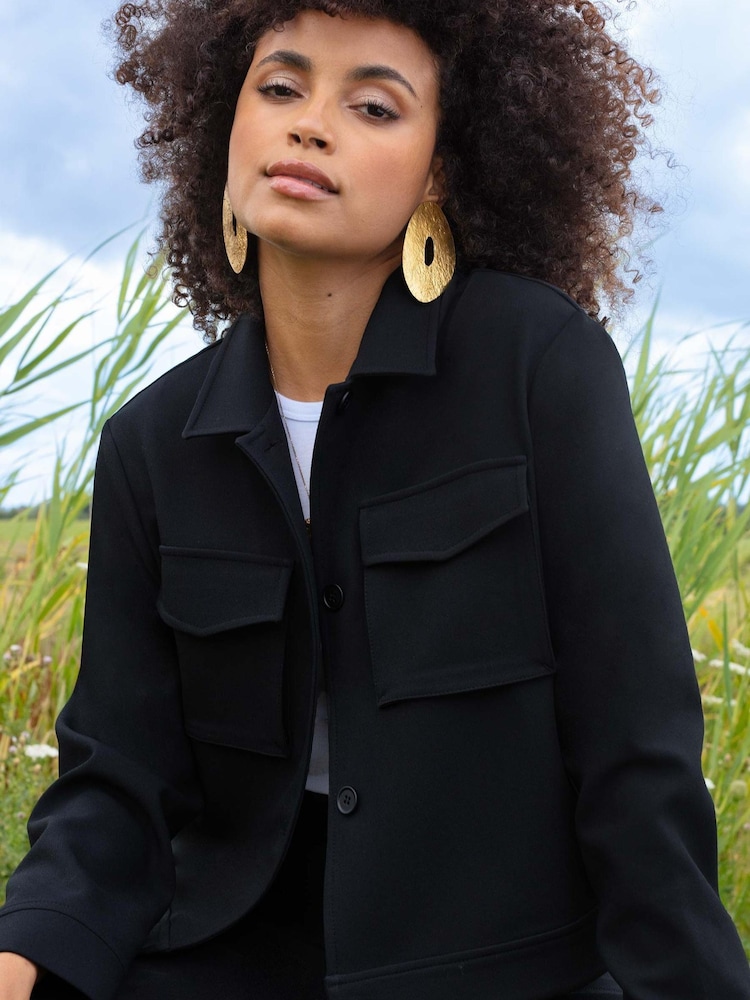 Ro&Zo Black Utility Cropped Jacket - Image 1 of 5