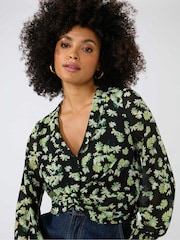 Ro&Zo Green Daisy Floral Peplum Top - Image 3 of 7