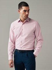 Light Pink Regular Fit Trimmed Easy Care Double Cuff Shirt - Image 1 of 10