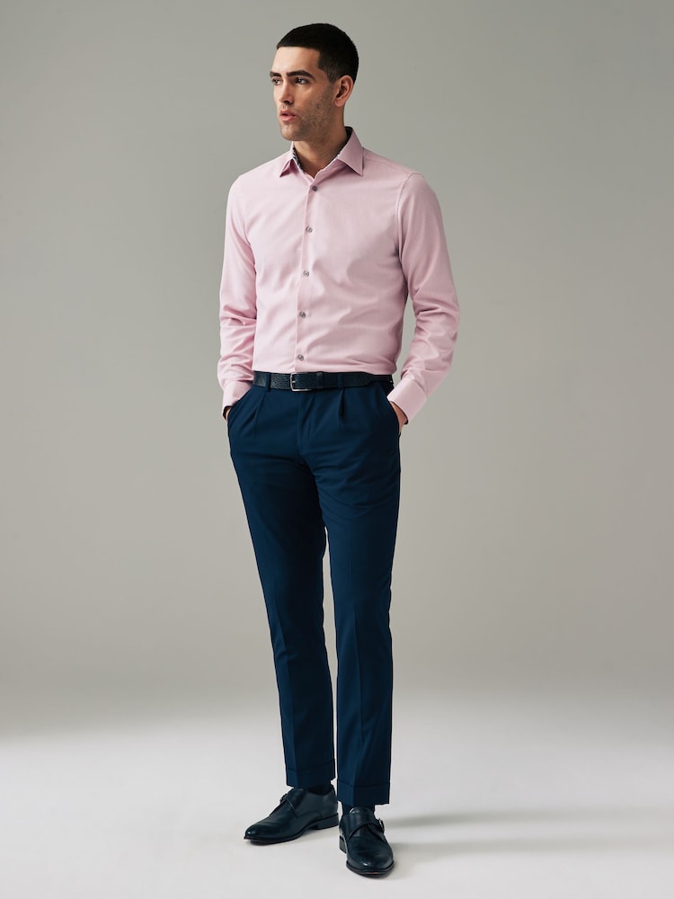 Light Pink Regular Fit Trimmed Easy Care Double Cuff Shirt - Image 2 of 10