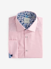 Light Pink Regular Fit Trimmed Easy Care Double Cuff Shirt - Image 8 of 10