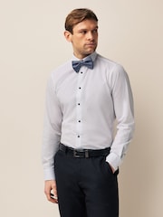 White/Dusky Blue Slim Fit Single Cuff Occasion Shirt And Bow Tie Set - Image 1 of 7