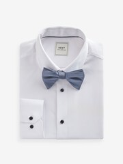 White/Dusky Blue Slim Fit Single Cuff Occasion Shirt And Bow Tie Set - Image 5 of 7