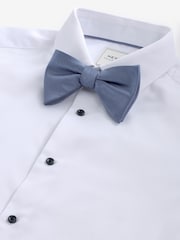 White/Dusky Blue Slim Fit Single Cuff Occasion Shirt And Bow Tie Set - Image 6 of 7