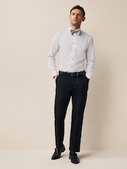 White/Neutral Brown Slim Fit Single Cuff Occasion Shirt And Bow Tie Set - Image 1 of 5