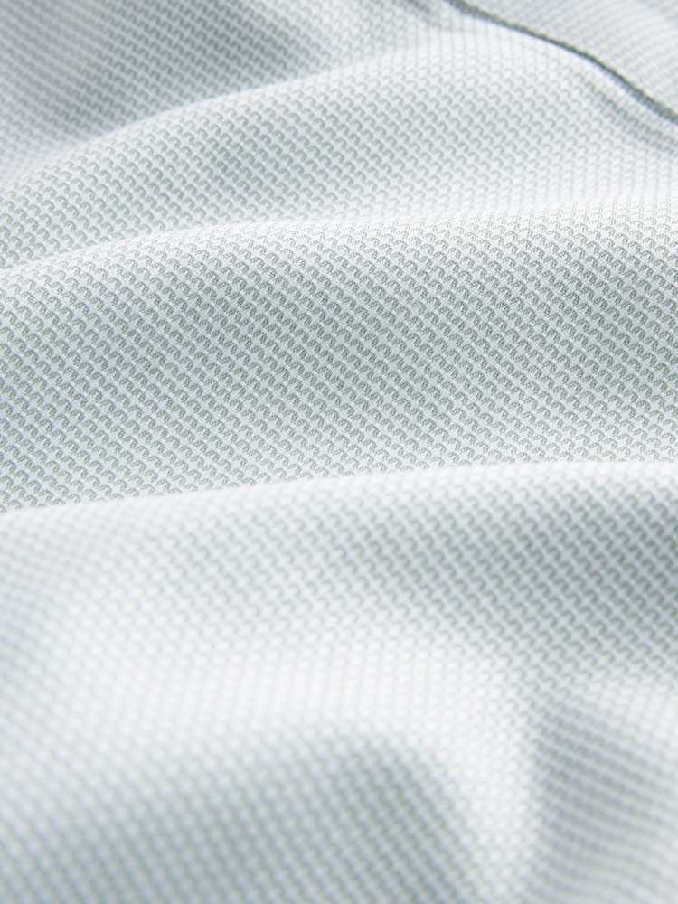 Sage Green Slim Fit 100% Cotton Double Cuff Signature Textured Trimmed Formal Shirt - Image 6 of 6