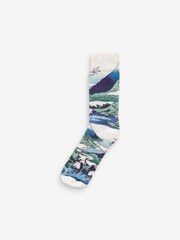 Blue Hokusai 2 Pack Digital Printed Socks - Image 2 of 4