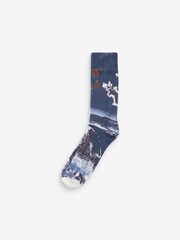 Blue Hokusai 2 Pack Digital Printed Socks - Image 3 of 4
