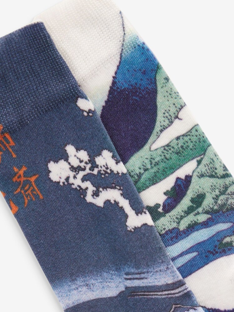 Blue Hokusai 2 Pack Digital Printed Socks - Image 4 of 4