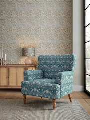 Clarke & Clarke William Morris Strawberry Thief Teal Aurelio Accent Chair - Image 2 of 8