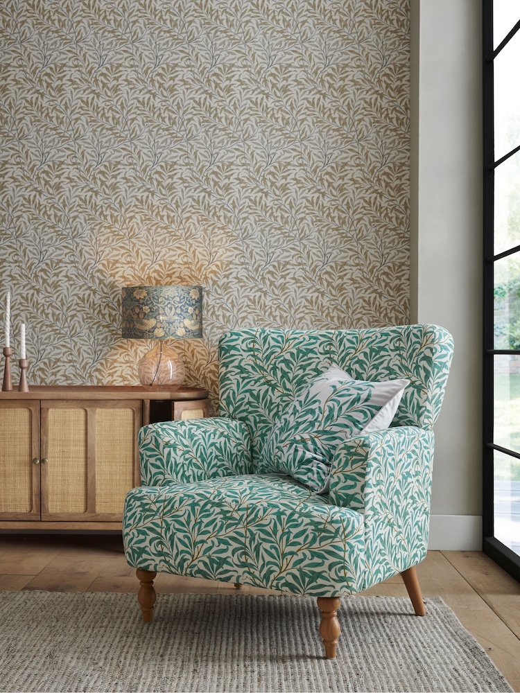 Clarke & Clarke William Morris Willow Boughs Teal Aurelio Accent Chair - Image 1 of 7