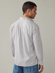 Grey EDIT Relaxed Fit 100% Cotton Single Cuff Striped Oxford Shirt - Image 3 of 8