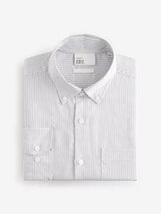 Grey EDIT Relaxed Fit 100% Cotton Single Cuff Striped Oxford Shirt - Image 6 of 8