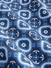 Light Blue/Blue Geometric Regular Fit 100% Cotton Printed Short Sleeve Shirt - Image 7 of 7