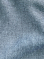 Navy Blue Regular Fit Signature Baird McNutt Irish 100% Linen Trimmed Oxford Shirt - Image 9 of 9