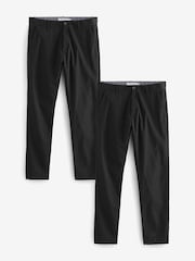 Black Slim Fit Stretch Chino Trousers 2 Pack - Image 1 of 9