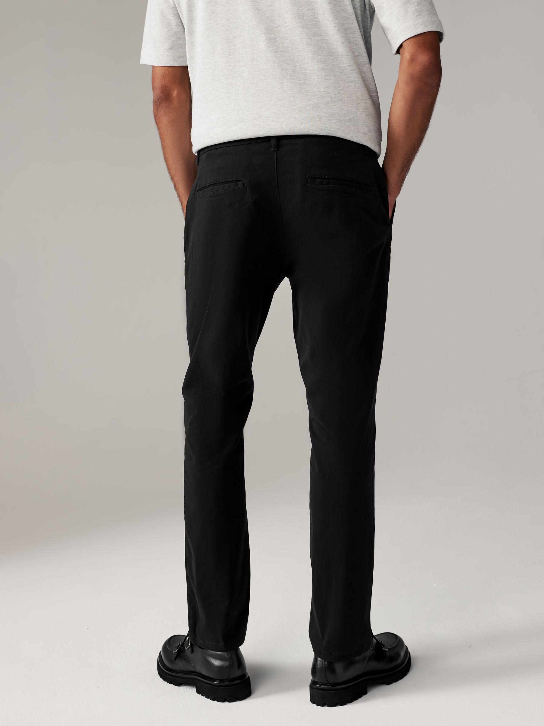 Buy Black Slim Fit Stretch Chino Trousers 2 Pack from the