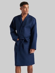 Loungeable Blue Mens 100% Cotton Waffle Dressing Gown - Image 5 of 6