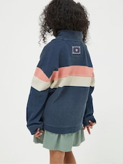 FatFace Blue Colourblock Boxy Airlie Sweat Top - Image 2 of 4